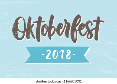 Oktoberfest - hand drawn lettering typography. Oktoberfest logotype. Oktoberfest festival banner. For invitation, card, print, brochures, poster. Vector illustration.