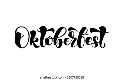 Oktoberfest hand drawn lettering.  Vector illustration. Typography design for greeting cards , poster, Beer Festival banner. 