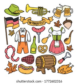 Oktoberfest hand-drawn doodle illustration isolated background