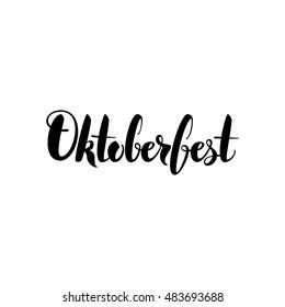 Oktoberfest Handwritten Card. Vector Illustration of Modern Ink Lettering. German Beer Fest Calligraphy Isolated over White Background.