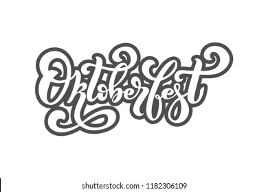 Oktoberfest handwritten lettering. Elements for  for greeting cards and poster. Beer Festival banner. Vector illustration.