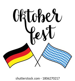 Oktoberfest handwritten lettering with german flag vector