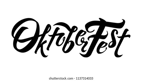 Oktoberfest handwritten lettering header. Beer foam. Vector Design template event celebration. Beer Bavarian Festival banner. Typography title for greeting cards and poster. Modern brush calligraphy.