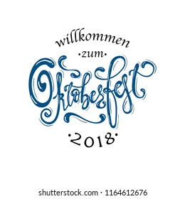 Oktoberfest handwritten lettering logotype. Oktoberfest typography vector design for greeting cards, logo, card, postcard and poster. Bavarian Beer Festival banner. Design template celebration.