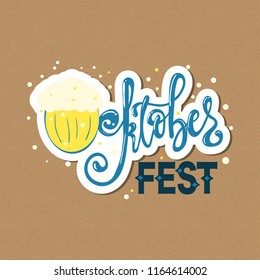 Oktoberfest handwritten lettering logotype. Oktoberfest typography vector design for greeting cards, logo, card, postcard and poster. Bavarian Beer Festival banner. Design template celebration.