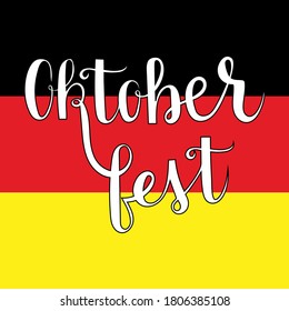 Oktoberfest handwritten lettering on german flag background