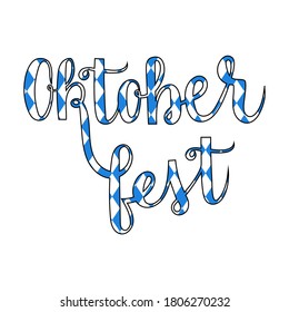 Oktoberfest handwritten lettering in rhomb flag colours vector