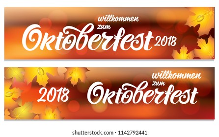 Oktoberfest handwritten lettering. Oktoberfest typography vector design for greeting cards and poster. Beer Festival vector banner. Design template celebration. Vector illustration.