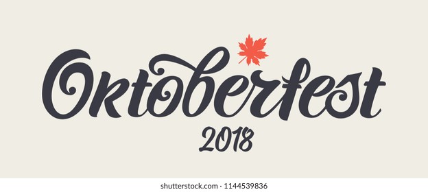 Oktoberfest handwritten lettering. Oktoberfest typography vector design for greeting cards and poster. Beer Festival vector banner. Design template celebration. Vector illustration.