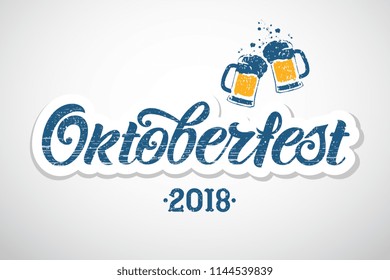 Oktoberfest handwritten lettering. Oktoberfest typography vector design for greeting cards and poster. Beer Festival vector banner. Design template celebration. Vector illustration.