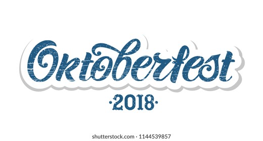 Oktoberfest handwritten lettering. Oktoberfest typography vector design for greeting cards and poster. Beer Festival vector banner. Design template celebration. Vector illustration.