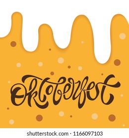 Oktoberfest handwritten lettering. Oktoberfest typography vector design for greeting cards and poster. Beer Festival vector banner. Design template celebration. Vector illustration.