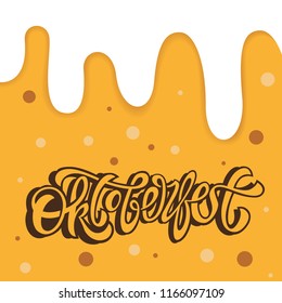 Oktoberfest handwritten lettering. Oktoberfest typography vector design for greeting cards and poster. Beer Festival vector banner. Design template celebration. Vector illustration.