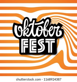 Oktoberfest handwritten lettering. Oktoberfest typography vector design for greeting cards and poster. Vector illustration on abstract background.
