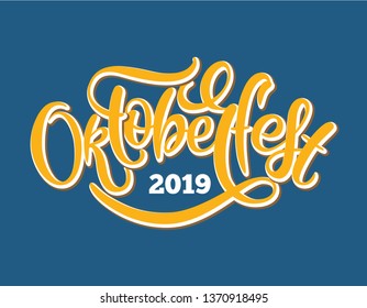 Oktoberfest handwritten lettering. Oktoberfest typography vector design for greeting cards and poster. Beer Festival vector banner. Design template celebration. Vector illustration. - Vector