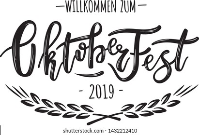 Oktoberfest handwritten lettering. Oktoberfest typography vector design for greeting cards and poster. Beer Festival vector banner. Design template celebration. Vector illustration.