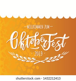 Oktoberfest handwritten lettering. Oktoberfest typography vector design for greeting cards and poster. Beer Festival vector banner. Design template celebration. Vector illustration.