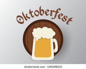 Oktoberfest handwritten lettering. Oktoberfest typography vector design for greeting cards and poster. Beer Festival vector banner. Design template celebration. Vector illustration.