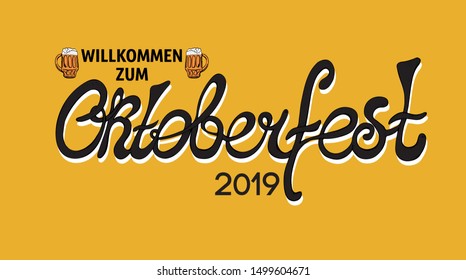 Oktoberfest handwritten lettering. Oktoberfest typography vector design for greeting cards, menu, posters. Beer Festival vector banner. Design for celebration. Vector illustration.