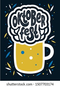 Oktoberfest handwritten lettering. Oktoberfest typography vector design for greeting cards and poster. Beer Festival vector banner. Design template celebration. Vector illustration. - Vector