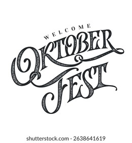 Oktoberfest handwritten lettering. Oktoberfest typography vector design for greeting cards and poster. Beer Festival vector banner. Design template celebration. Vector illustration.