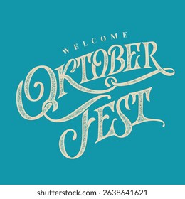 Oktoberfest handwritten lettering. Oktoberfest typography vector design for greeting cards and poster. Beer Festival vector banner. Design template celebration. Vector illustration.