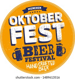 Oktoberfest handwritten typography header for signboard, greeting card, poster and coaster. Beer festival celebrated in October in Germany. Big folk festivities in Bavaria.
