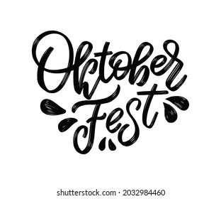 Oktoberfest handwritten typography header. For signboard, greeting, invitation poster and card. Beer festival celebrated in October in Germany