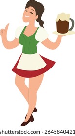 Oktoberfest Happy Beer Server Girl Oktoberfest Polegar Para Cima