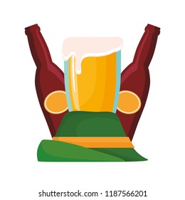 oktoberfest hat beer bottle and glass