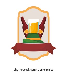 oktoberfest hat beer bottle and glass emblem