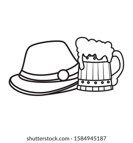 Oktoberfest hat and beer design, Germany festival celebration europe landmark munich culture and party theme Vector illustration