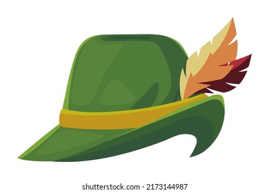 oktoberfest hat with feather icon isolated