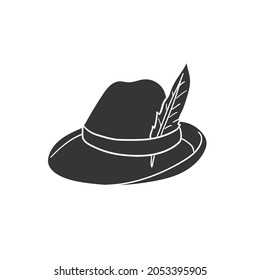 Oktoberfest Hat Icon Silhouette Illustration. Traditional Germany Vector Graphic Pictogram Symbol Clip Art. Doodle Sketch Black Sign.