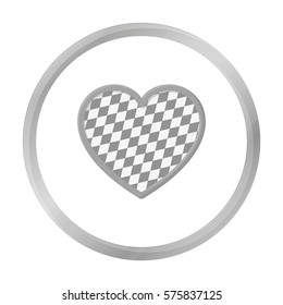 Oktoberfest heart icon in monochrome style isolated on white background. Oktoberfest symbol stock vector illustration.