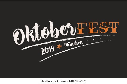 Oktoberfest holiday handwritten calligraphy logo lettering,  lettering vector illustration composition. Design for postcards, t-shirts, banners, greeting card, event, flyer, beer coaster  EPS 10