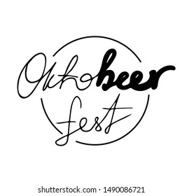 Oktoberfest holiday handwritten calligraphy logo lettering, lettering vector illustration composition. Design for postcards, t-shirts, banners, greeting card, event, flyer, beer coaster EPS 10