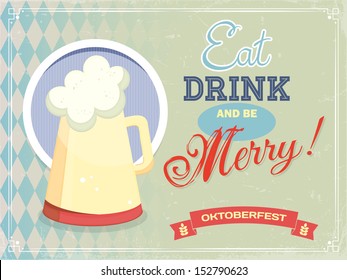Oktoberfest holiday retro poster design layout. Vector illustration