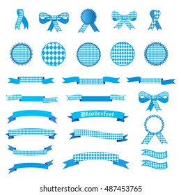 Oktoberfest Holiday set of ribbons, labels, banners, bow tie, icons, ribbon bow tie, cutting ribbon. Vector Beer ribbon, October festival Munich, USA, October fest ribbon, Oktoberfest Bavarian icon