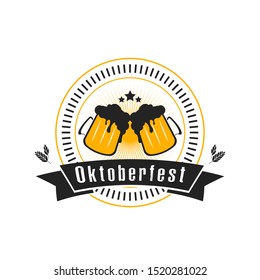 Oktoberfest icon.  Oktoberfest design template on isolated background. Vintage style. Vector illustration