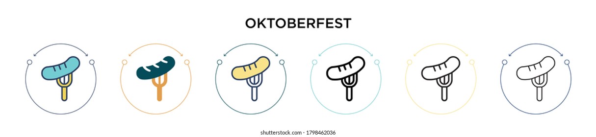 Oktoberfest icon in filled, thin line, outline and stroke style. Vector illustration of two colored and black oktoberfest vector icons designs can be used for mobile, ui, web