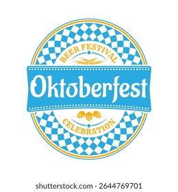 Ícone, logotipo ou rótulo do Oktoberfest. Modelo de design de celebração de festival de cerveja. Emblema do festival de outubro, crachá. Alemão tradicional, festival de cerveja bávaro. Ilustração vetorial.
