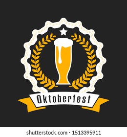 Oktoberfest icon. Pattern for design logo, emblem, label, banner. Oktoberfest design template on isolated background. Vintage style. Vector illustration