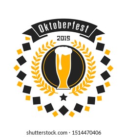 Oktoberfest icon. Pattern for design logo, emblem, label, banner. Oktoberfest design template on isolated background. Vintage style. Vector illustration