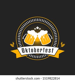 Oktoberfest icon. Pattern for design logo, emblem, label, banner. Oktoberfest design template on isolated background. Vintage style. Vector illustration