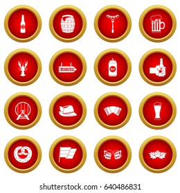 Oktoberfest icon red circle set isolated on white background