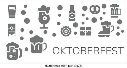 oktoberfest icon set. 11 filled oktoberfest icons.  Collection Of - Beer, Beer cap, Pretzel