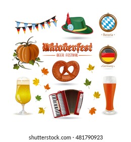 Oktoberfest icon set. Set of colored vector icons isolated on white background