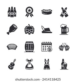 Oktoberfest icon set isolated on white