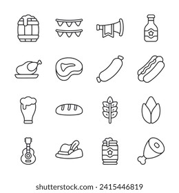 Oktoberfest icon set isolated on white